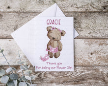 Load image into Gallery viewer, Flower Girl Bear - Greeting Card Pink
