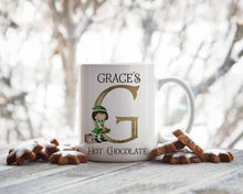 Load image into Gallery viewer, Girl Elf Initial Christmas Mug
