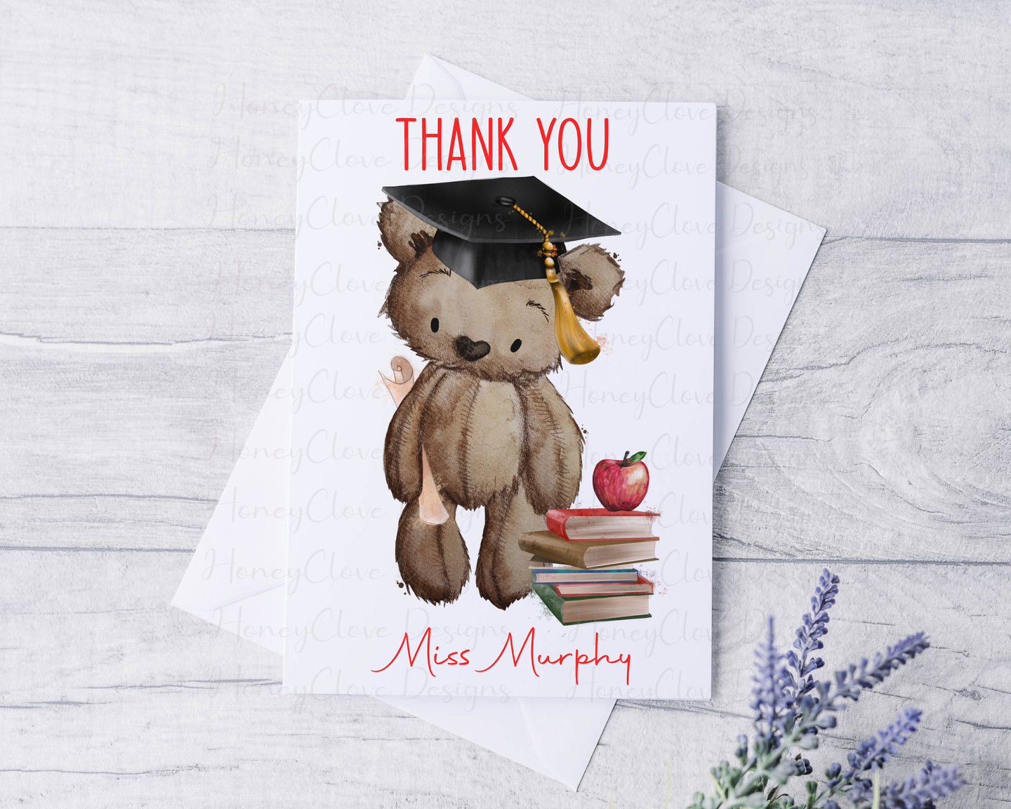 Teacher Bear Thank you card