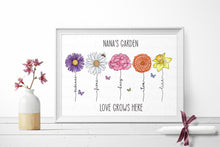 Load image into Gallery viewer, Mum&#39;s Garden Birth Flowers A4 Print - UNFRAMED
