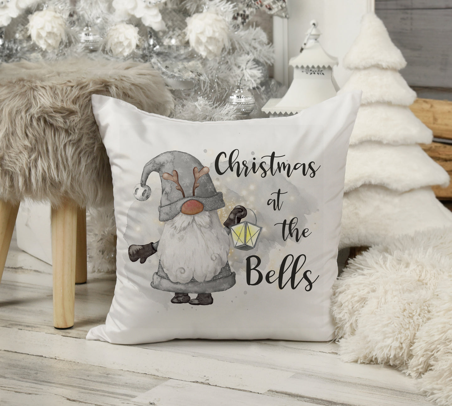 Grey Gnome Christmas at the... Cushion