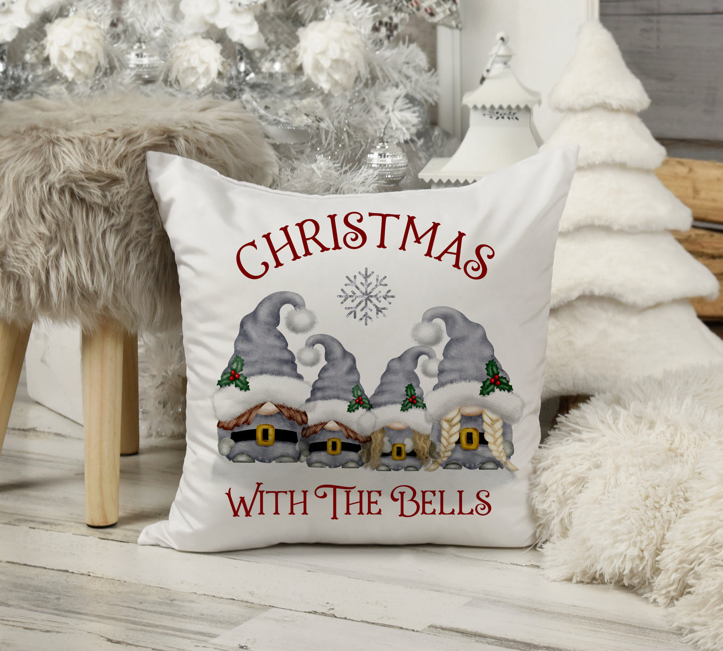 Christmas Family Gonk Cushion - Grey