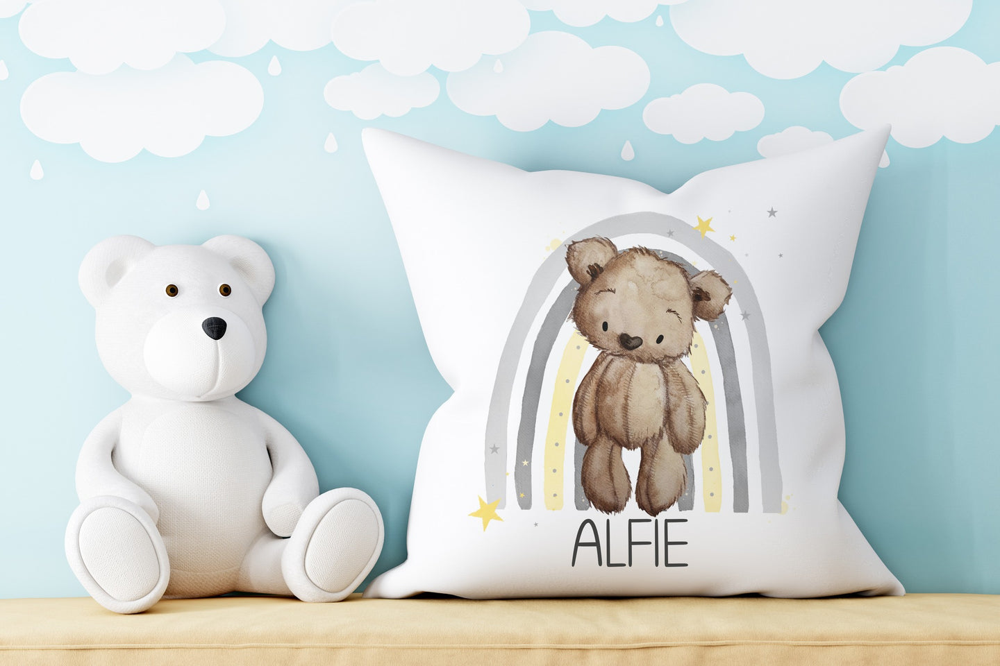 Brown Bear Rainbow Cushion