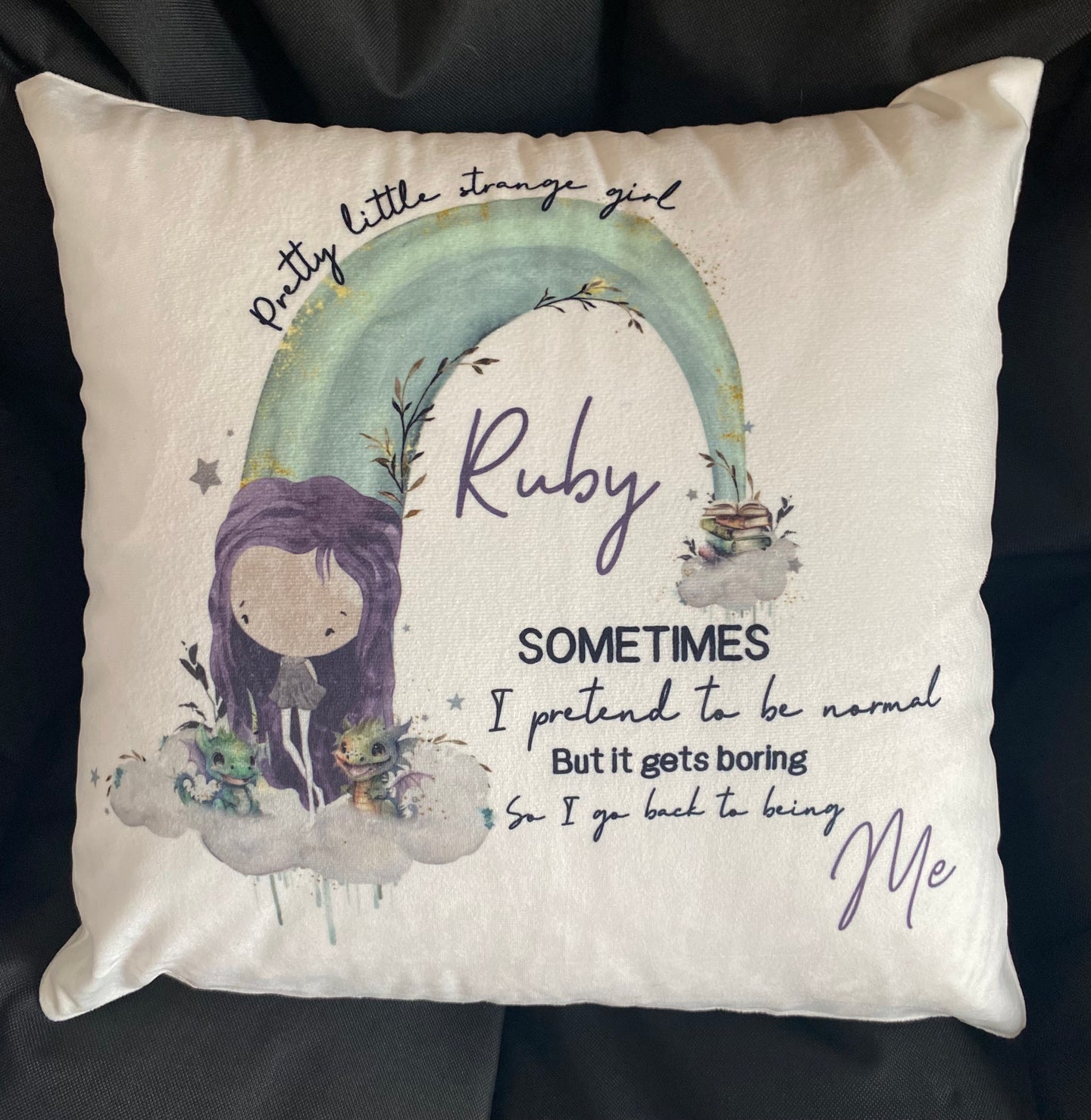 Ruby Girl Rainbow Cushion