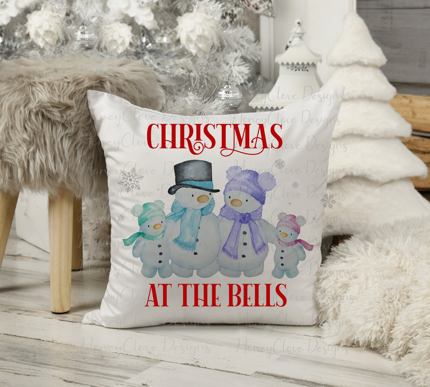 Christmas Snowman Family Cushion