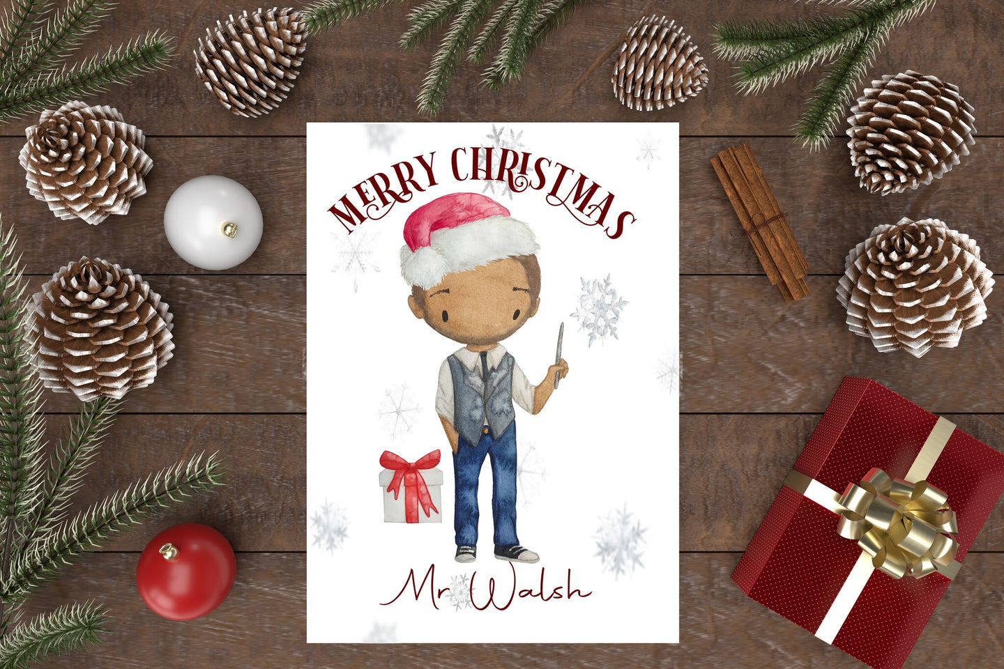 Teacher character Christmas Card Male