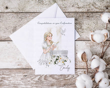 Load image into Gallery viewer, Confirmation Girl Praying Greeting Card
