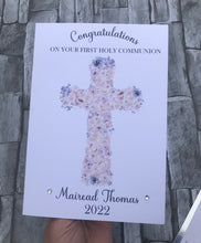 Load image into Gallery viewer, Floral Cross Communion Card
