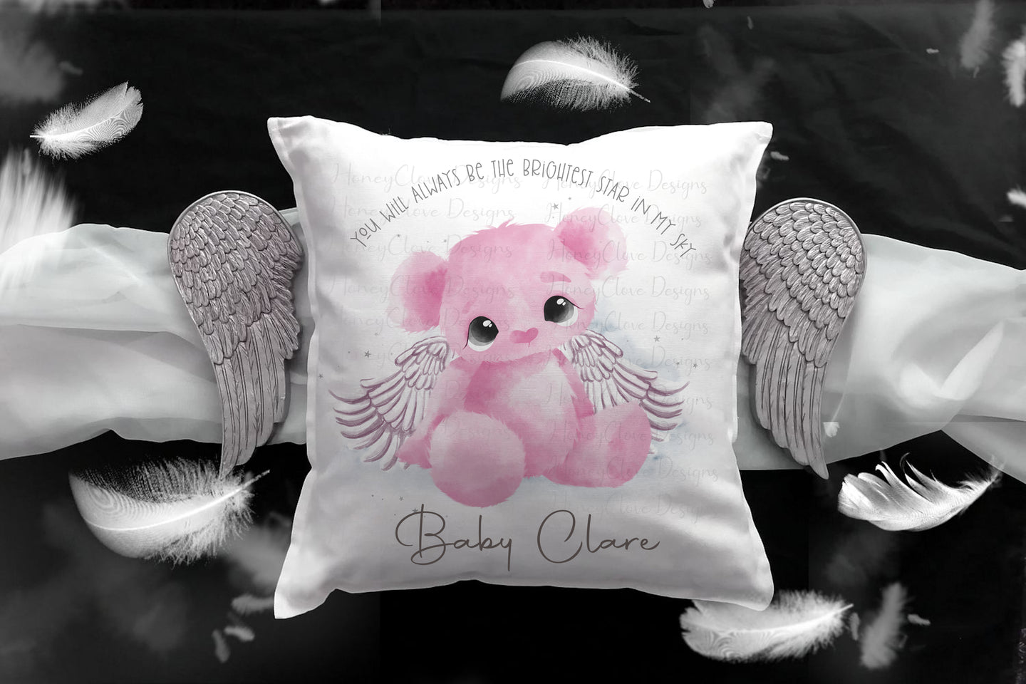 Memorial Teddy Bear Cushion -  Pink
