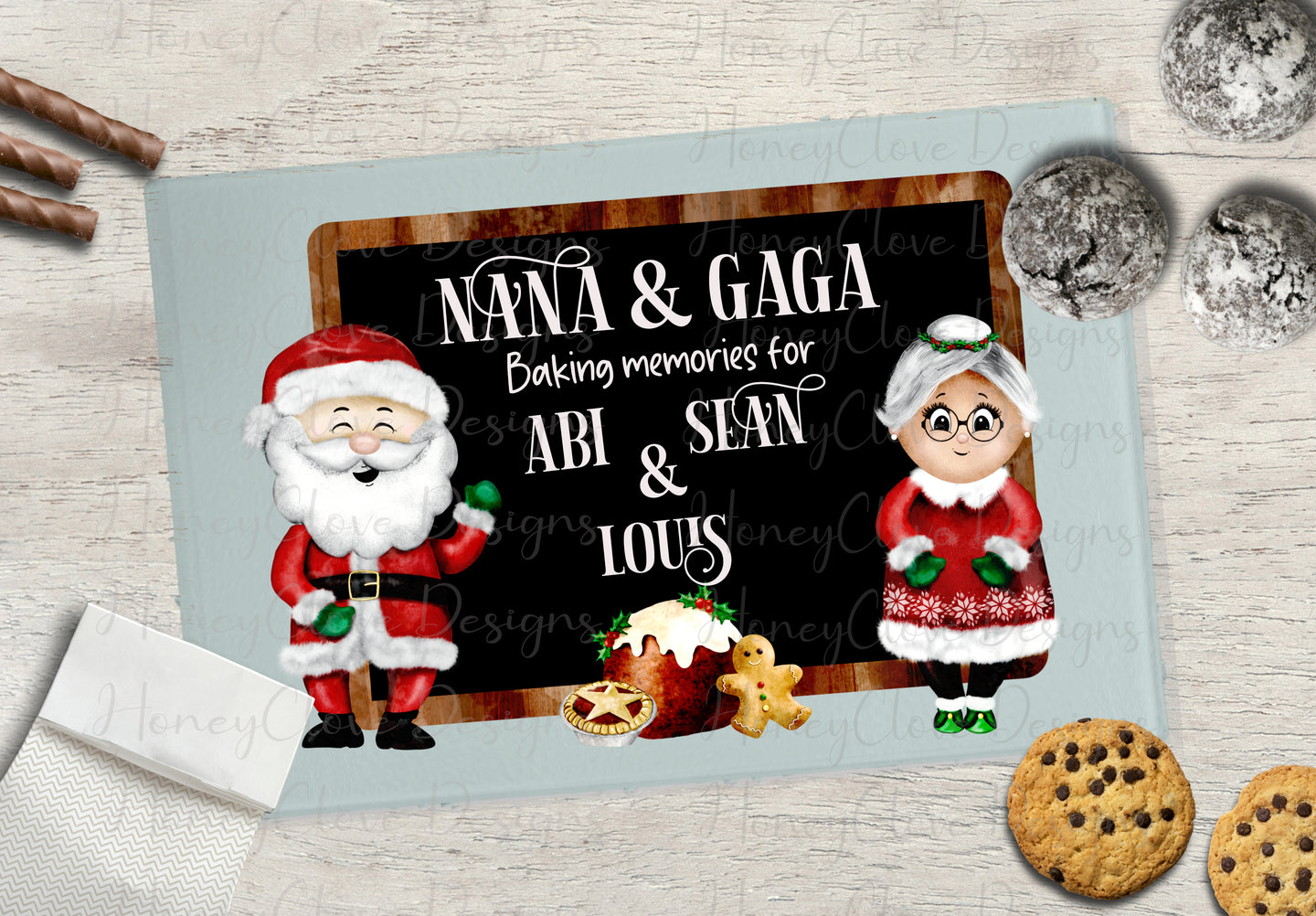 Mr & Mrs Claus  Glass Chopping Board - Christmas