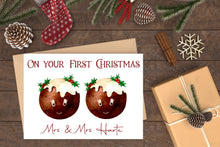 Load image into Gallery viewer, First Christmas Mr &amp; Mrs Pudding Greeting Card
