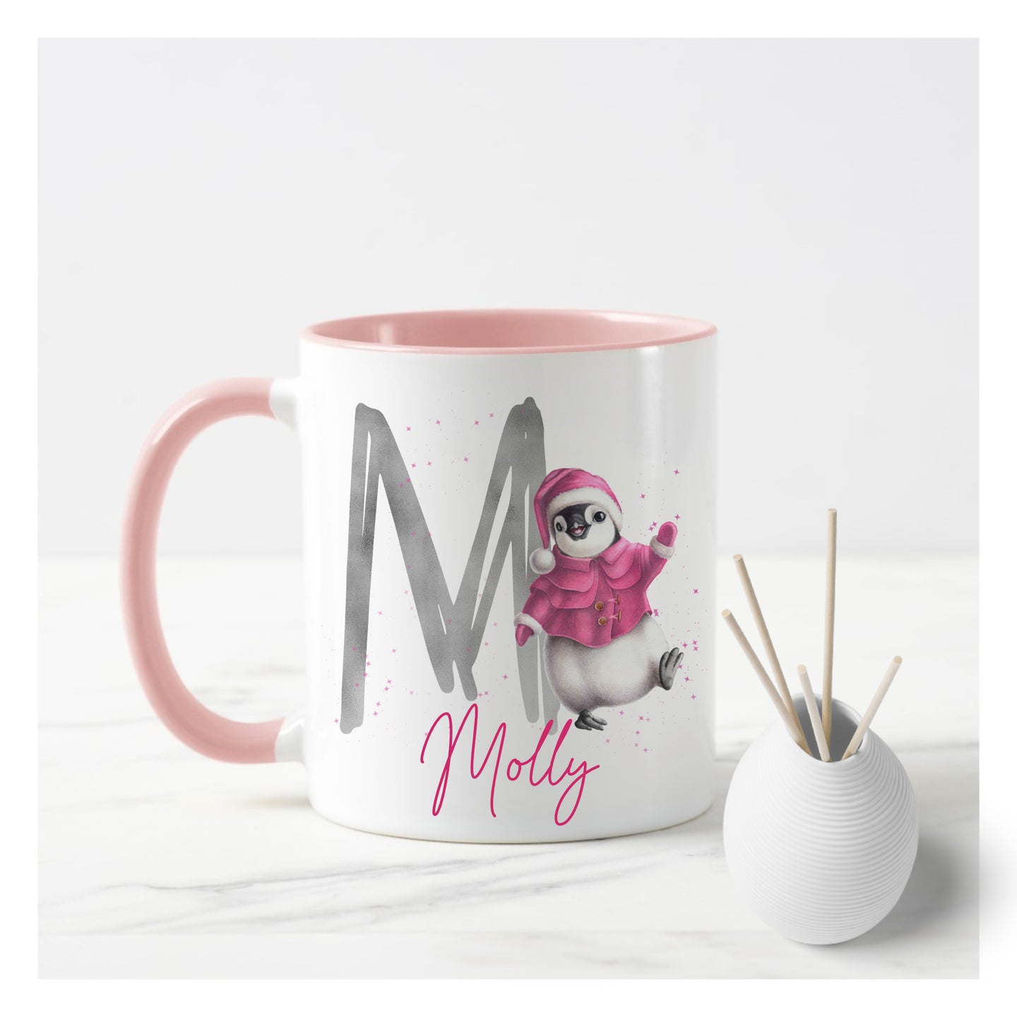 Pink Penguin Christmas Mug