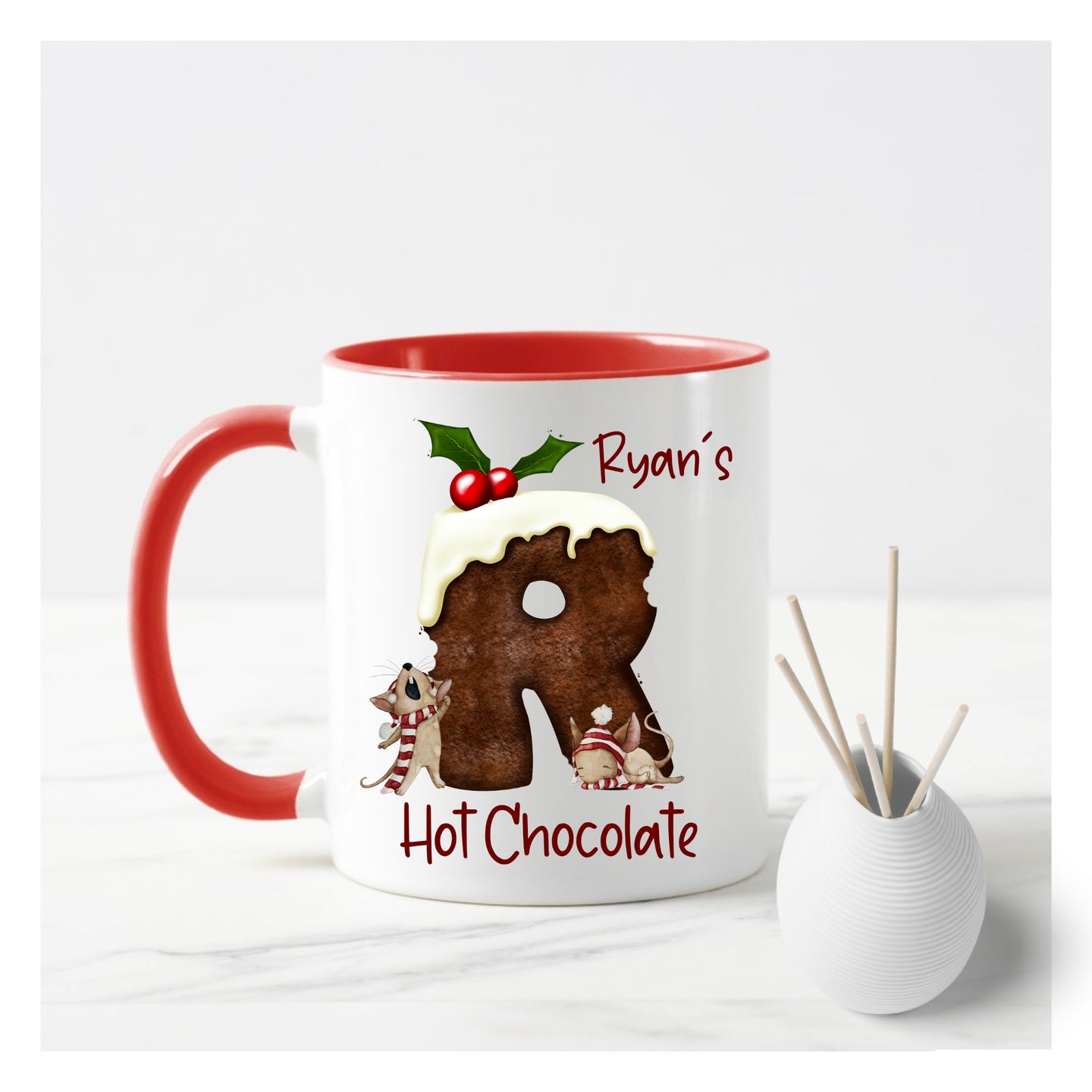 Christmas Pudding Initial Christmas Mug