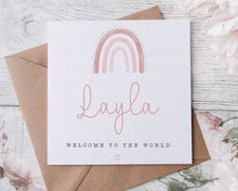 Load image into Gallery viewer, New Born Baby Greeting Card - Rainbow (blue or pink)
