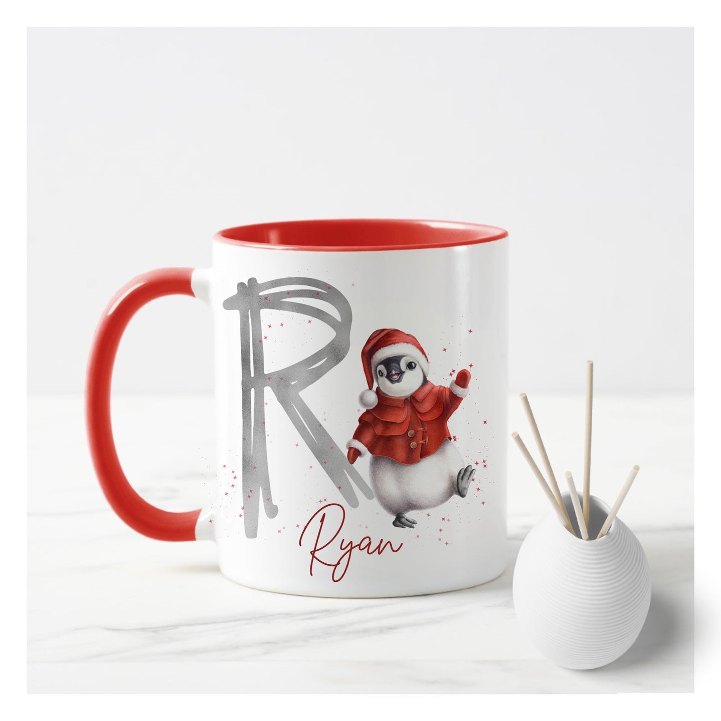 Red Penguin Christmas Mug