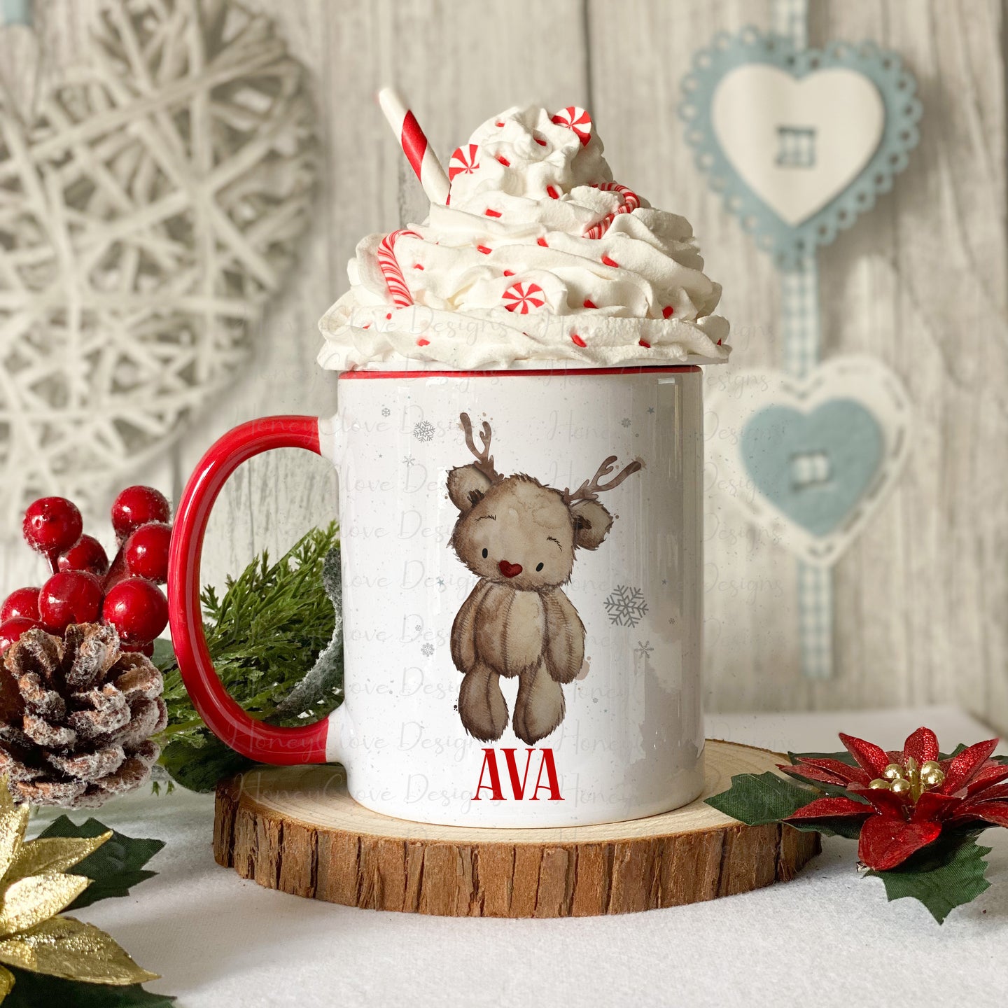 Rein-Bear Christmas Mug! Red or White