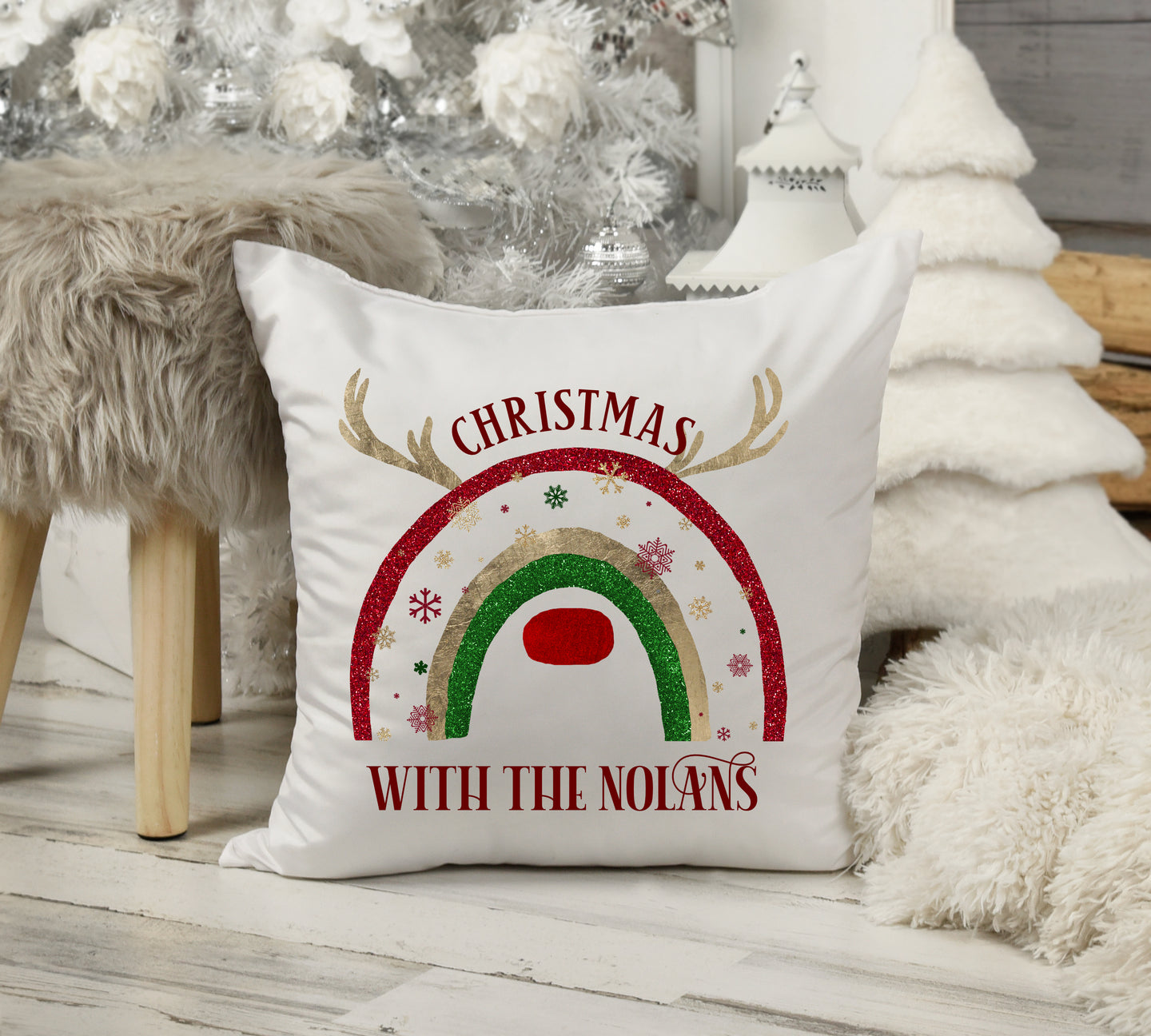 'Reinbow'  Christmas Cushion