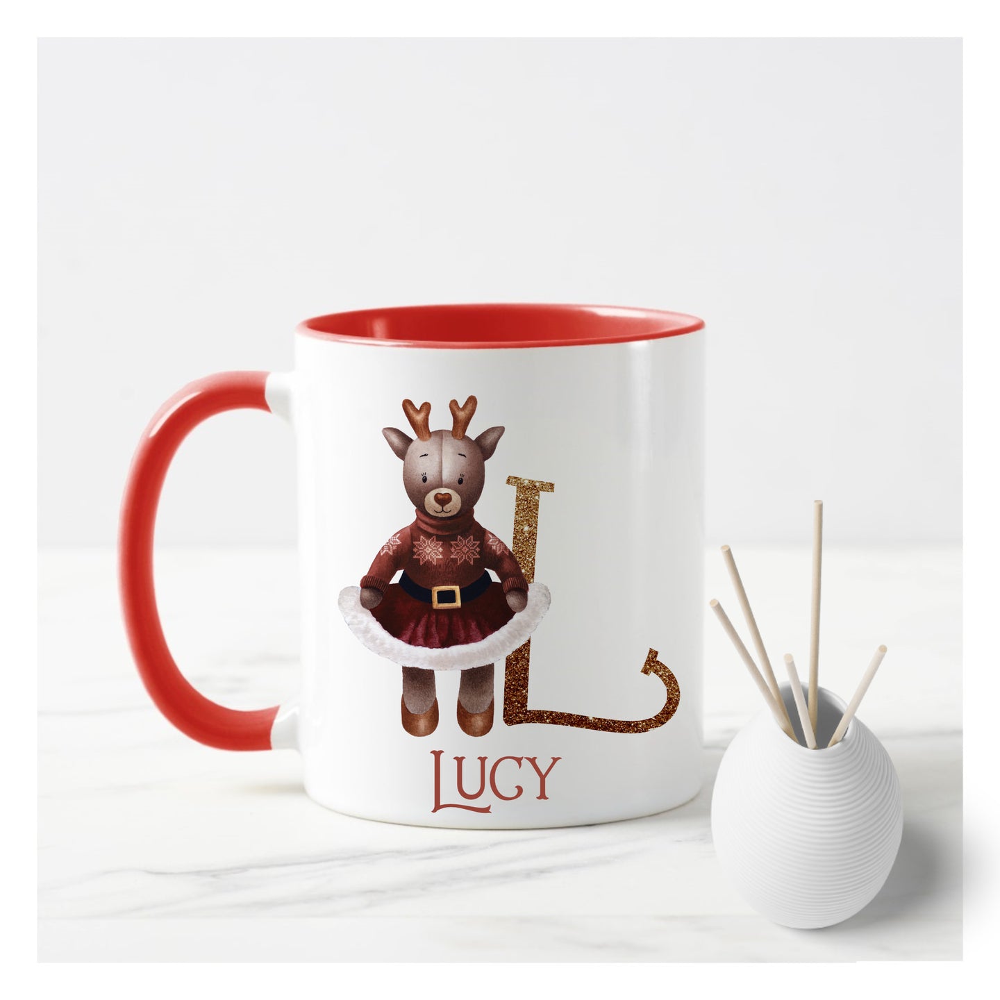 Reindeer Girl Christmas Mug