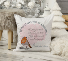 Load image into Gallery viewer, Remembering You At Christmas Robin Cushion - Blue
