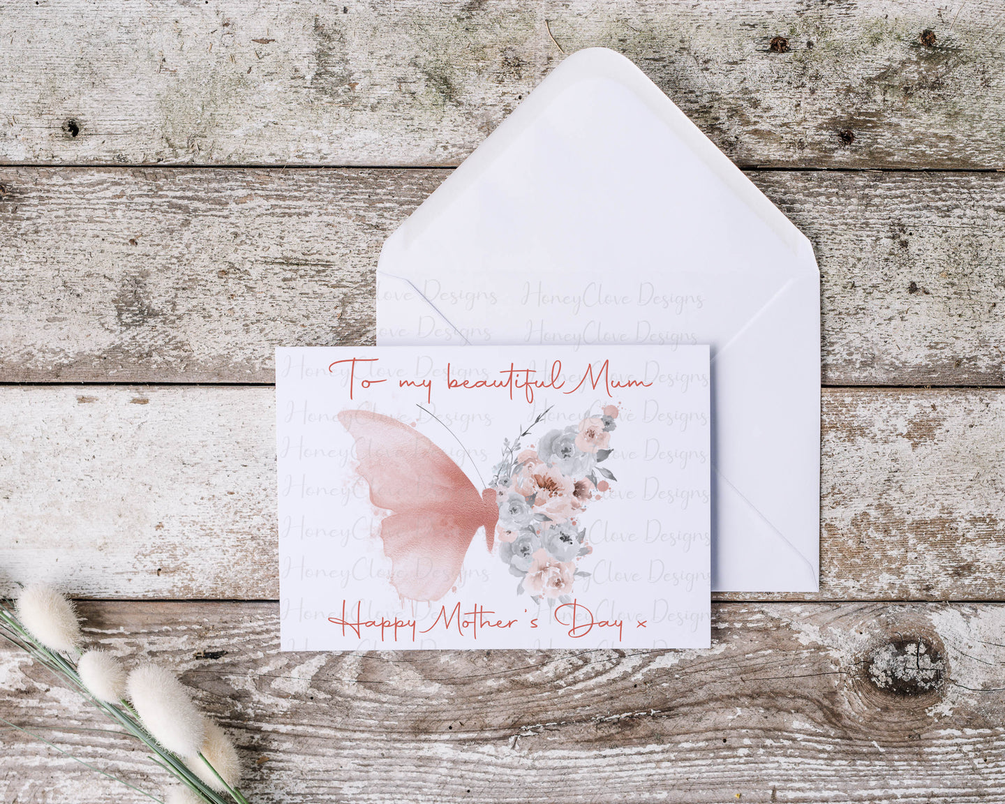 Mother's Day Rose Gold Butterfly Greeting Card