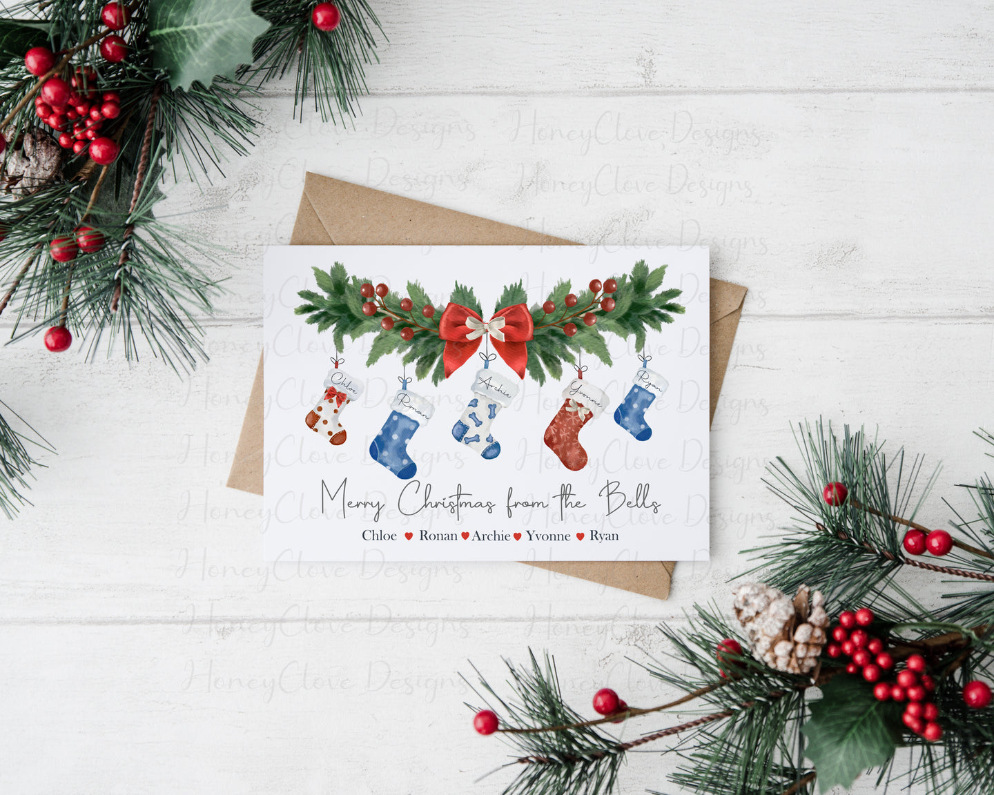 Family Stocking Christmas Card - MULTIPACK OPTION