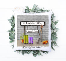 Load image into Gallery viewer, Street Sign Cushion (Grey)  - Gardening Purple boots
