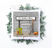 Load image into Gallery viewer, Street Sign Cushion (Grey)  - Gardening Purple boots
