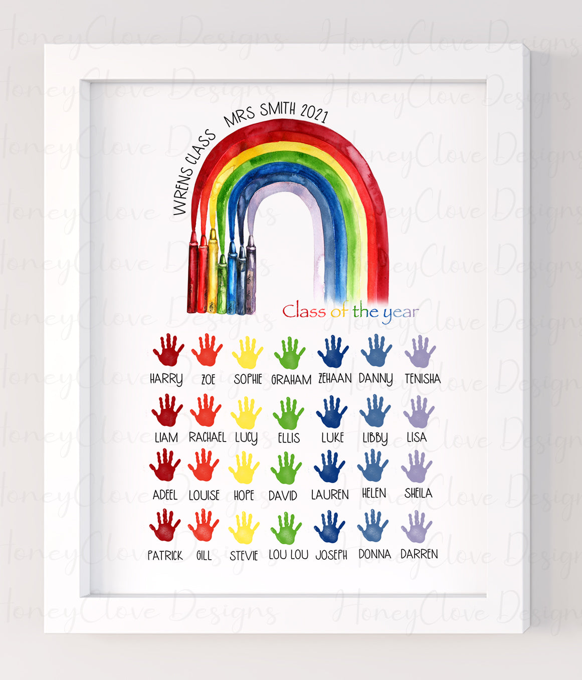 Teacher Rainbow with Hands A4 Unframed Print!!!!