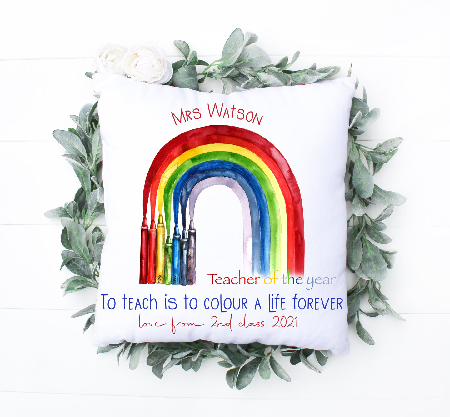 Teacher Rainbow Quote - Cushion