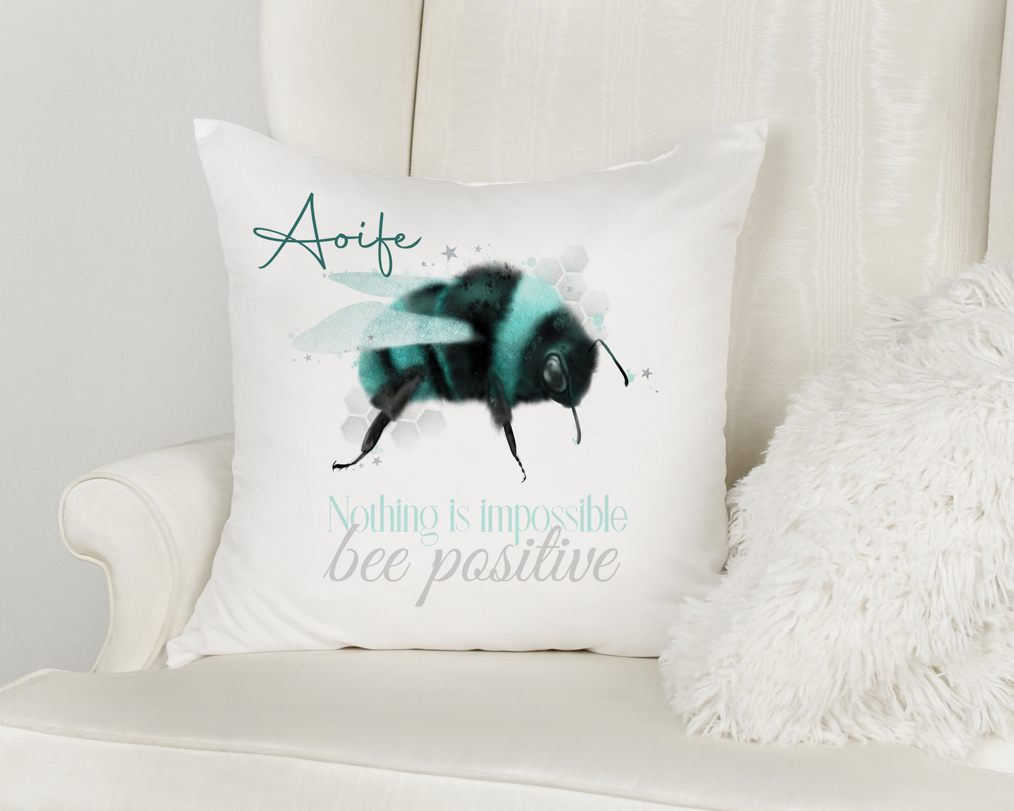 Teal Bee Cushion
