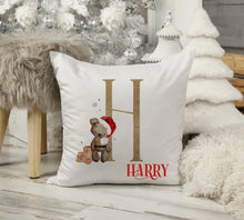 Load image into Gallery viewer, Brown Teddy Bear Christmas Snuggle Cushion
