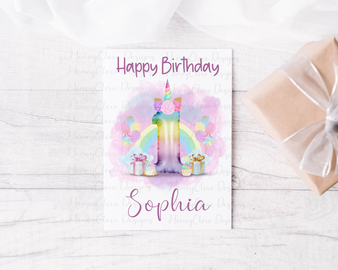 Unicorn Number Greeting Card