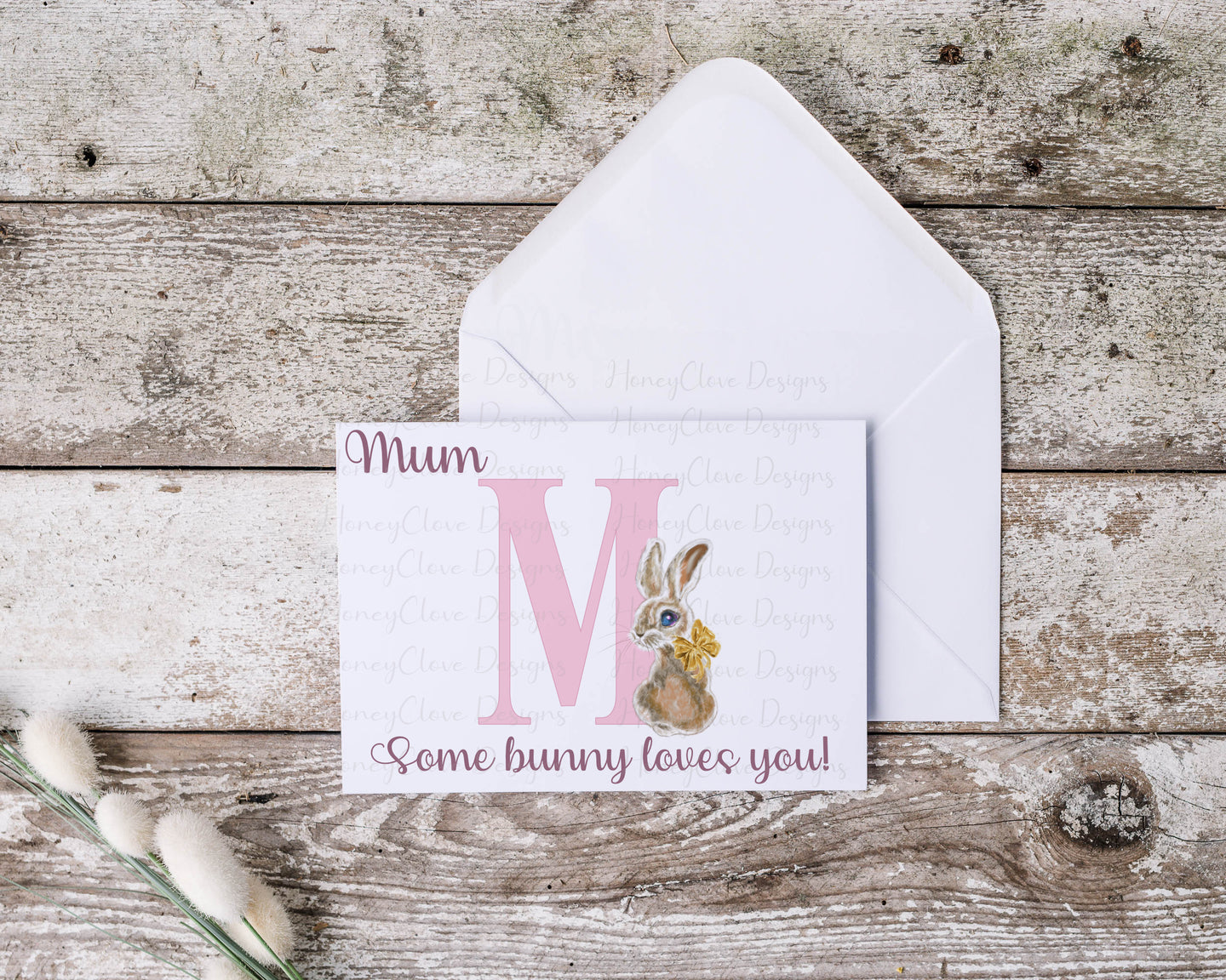 Mother's Day Pink Bunny Greeting Card