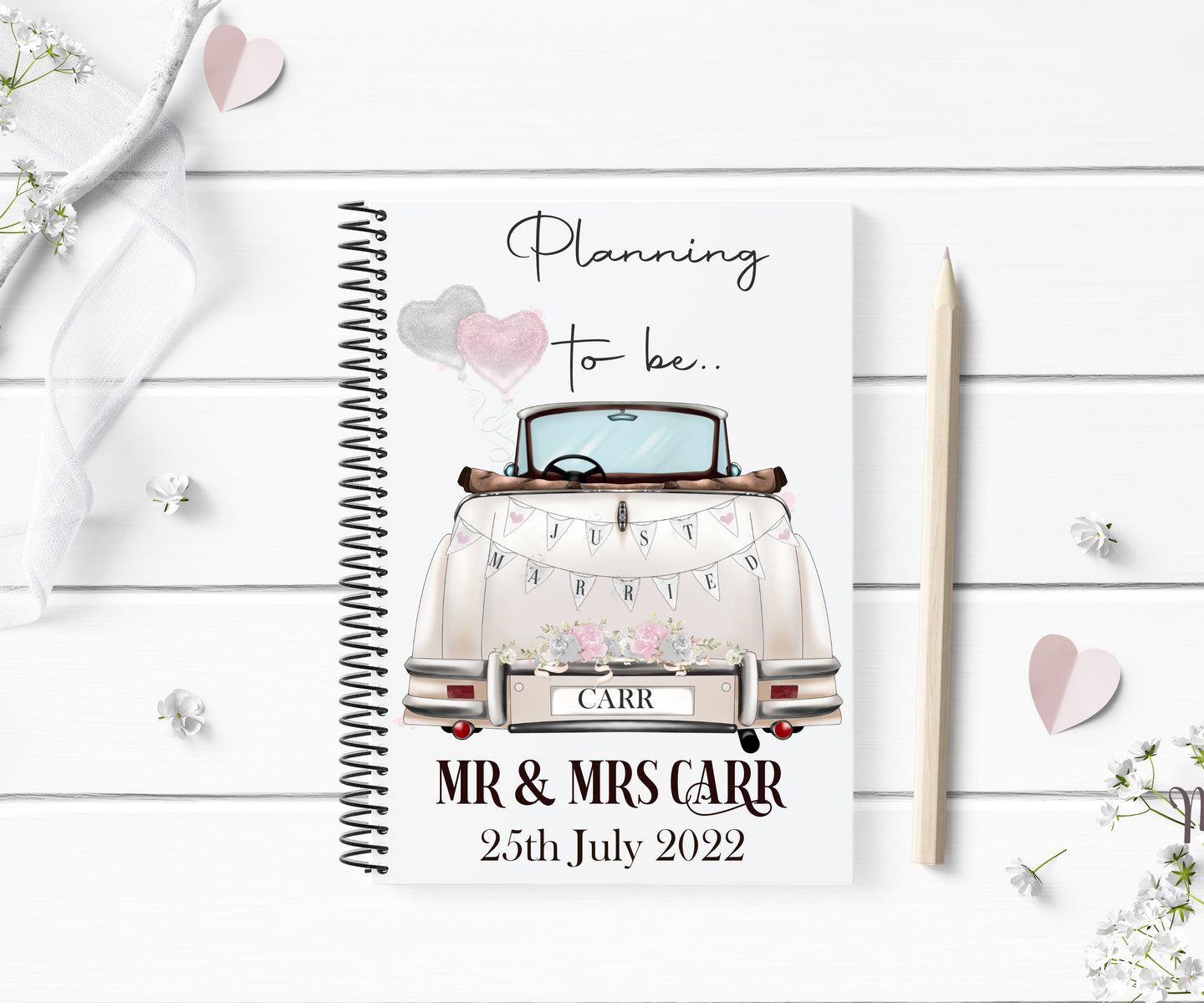 Wedding Car with Balloons- Notebook