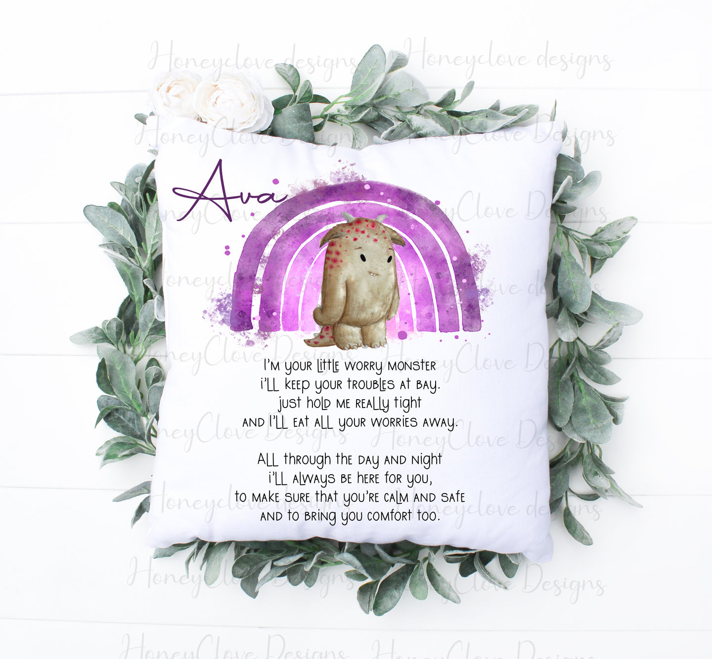 Worry Monster Cushion Purple